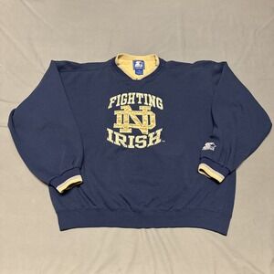 Vintage Starter Notre Dame Fighting Irish Blue Sweatshirt Size XL Big Logo